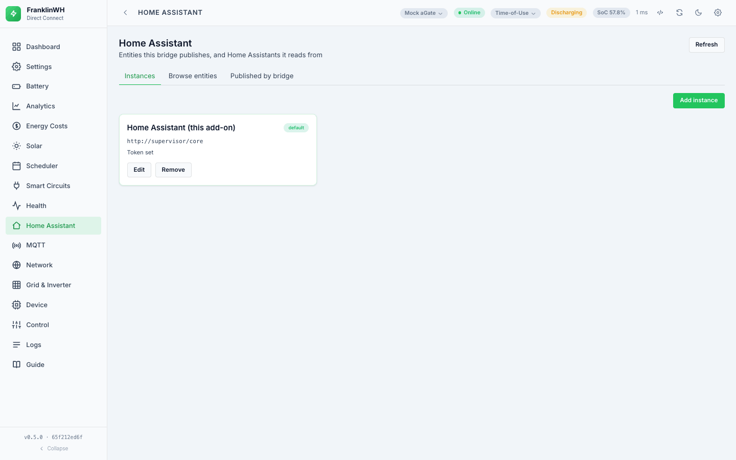 The Home Assistant tab