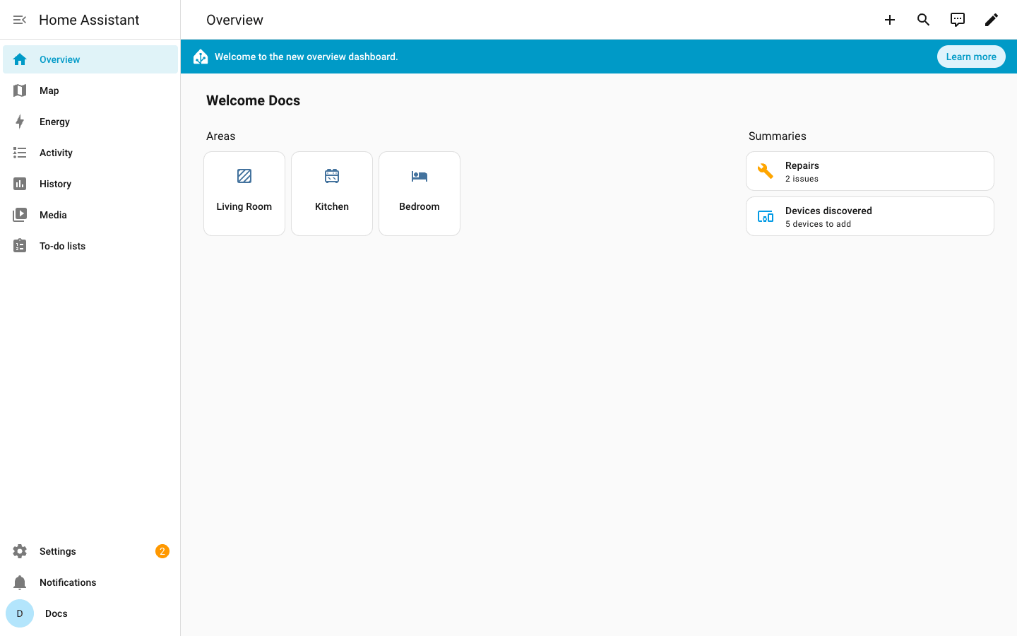 Home Assistant after onboarding