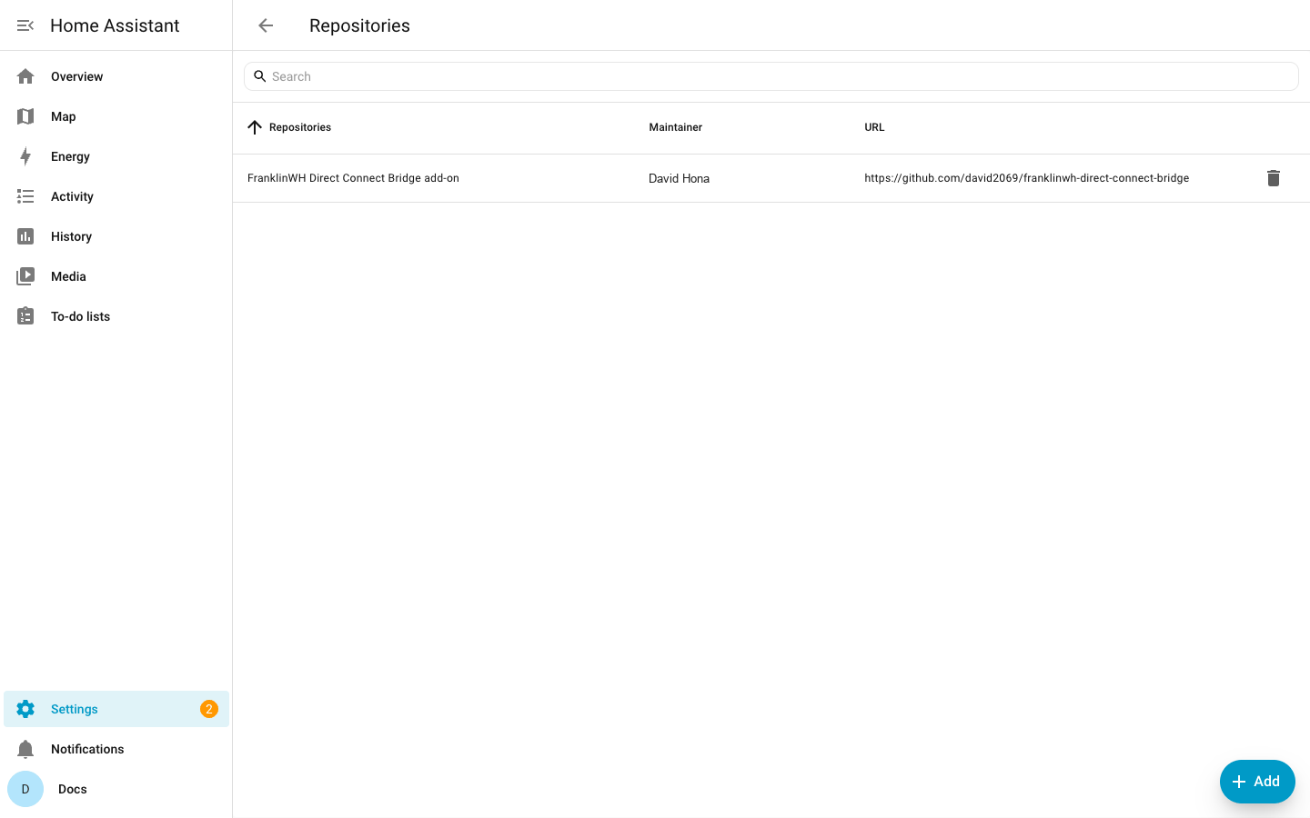 The repository added