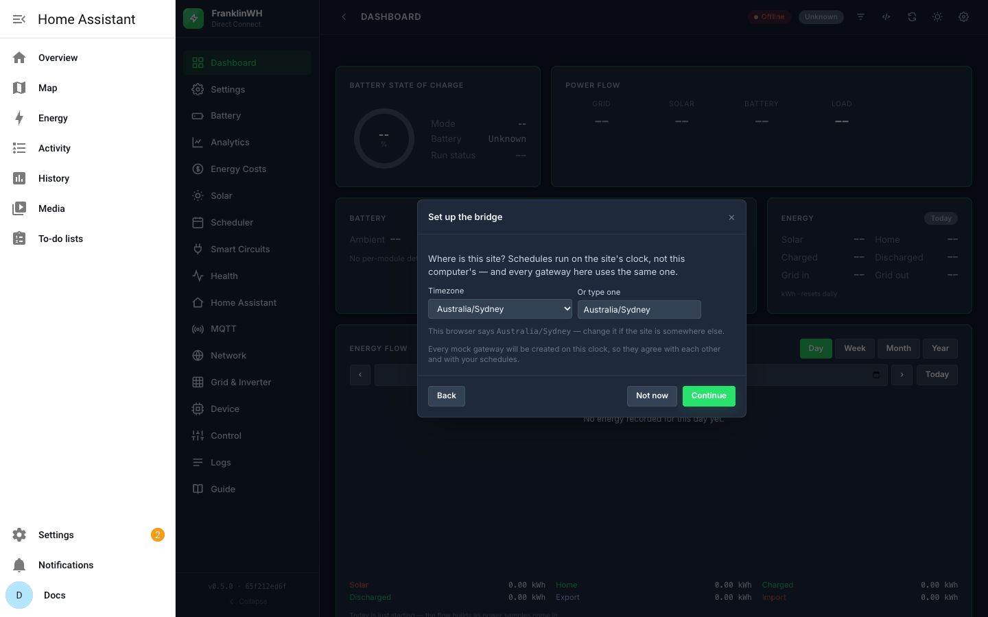 Wizard: the site's timezone