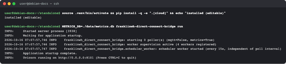 The editable install and a successful run