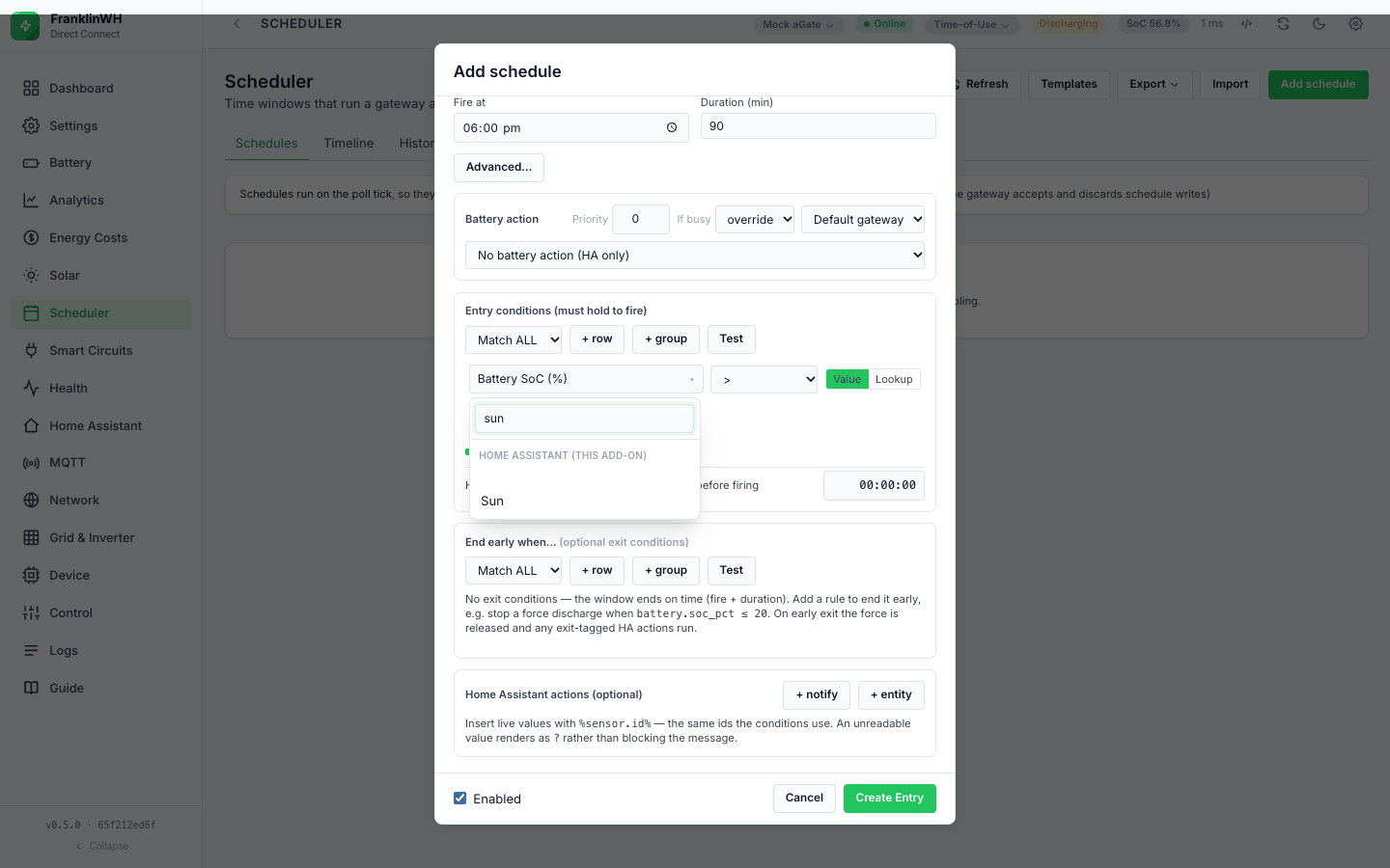 An exposed Home Assistant entity in the sensor picker