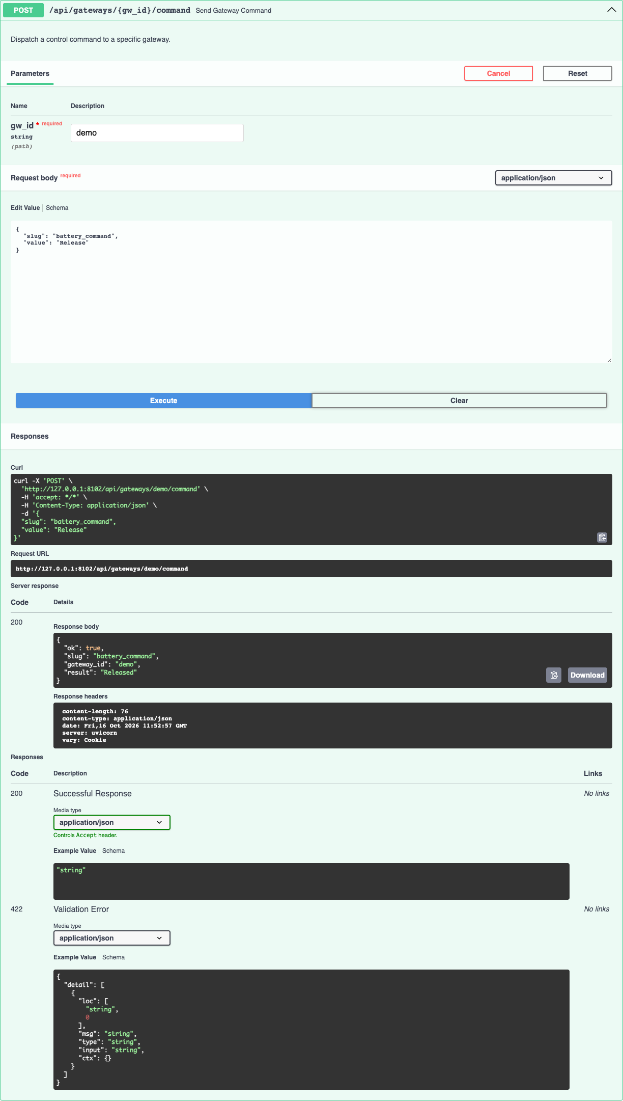 Try it out: Release on the demo gateway