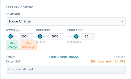 Battery Control with a force command running