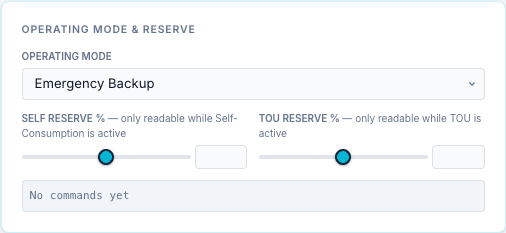 Operating Mode & Reserve card