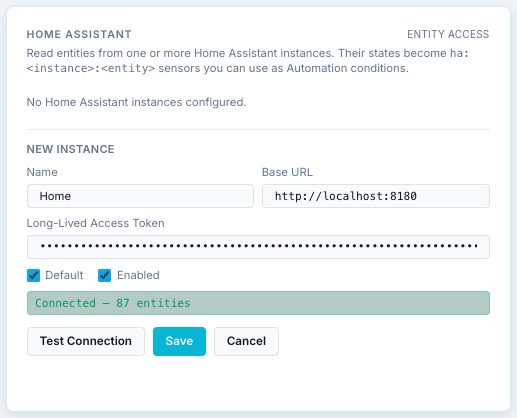 Add Home Assistant with a successful test
