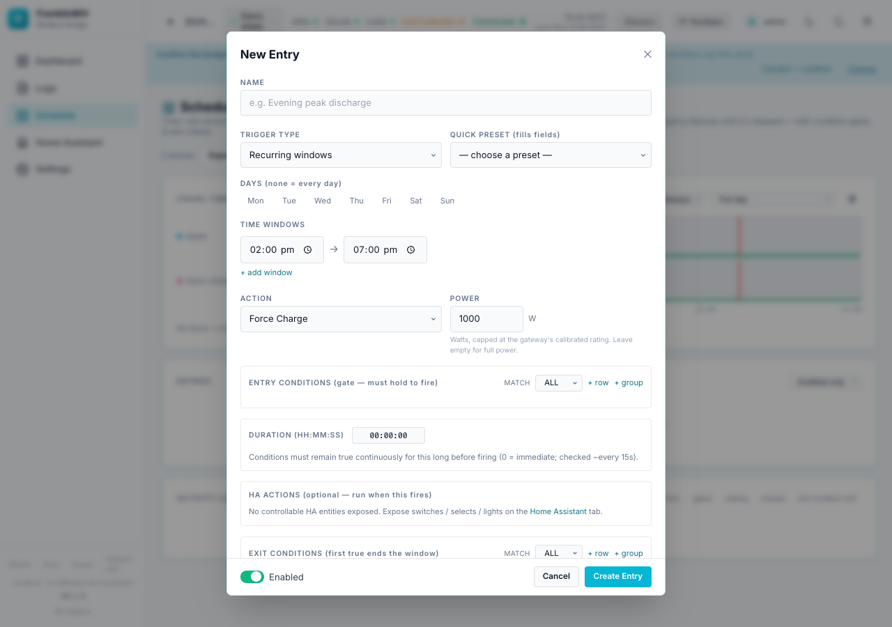 The empty New Entry dialog