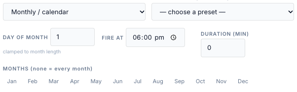 Monthly fields