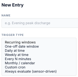 The Trigger Type list
