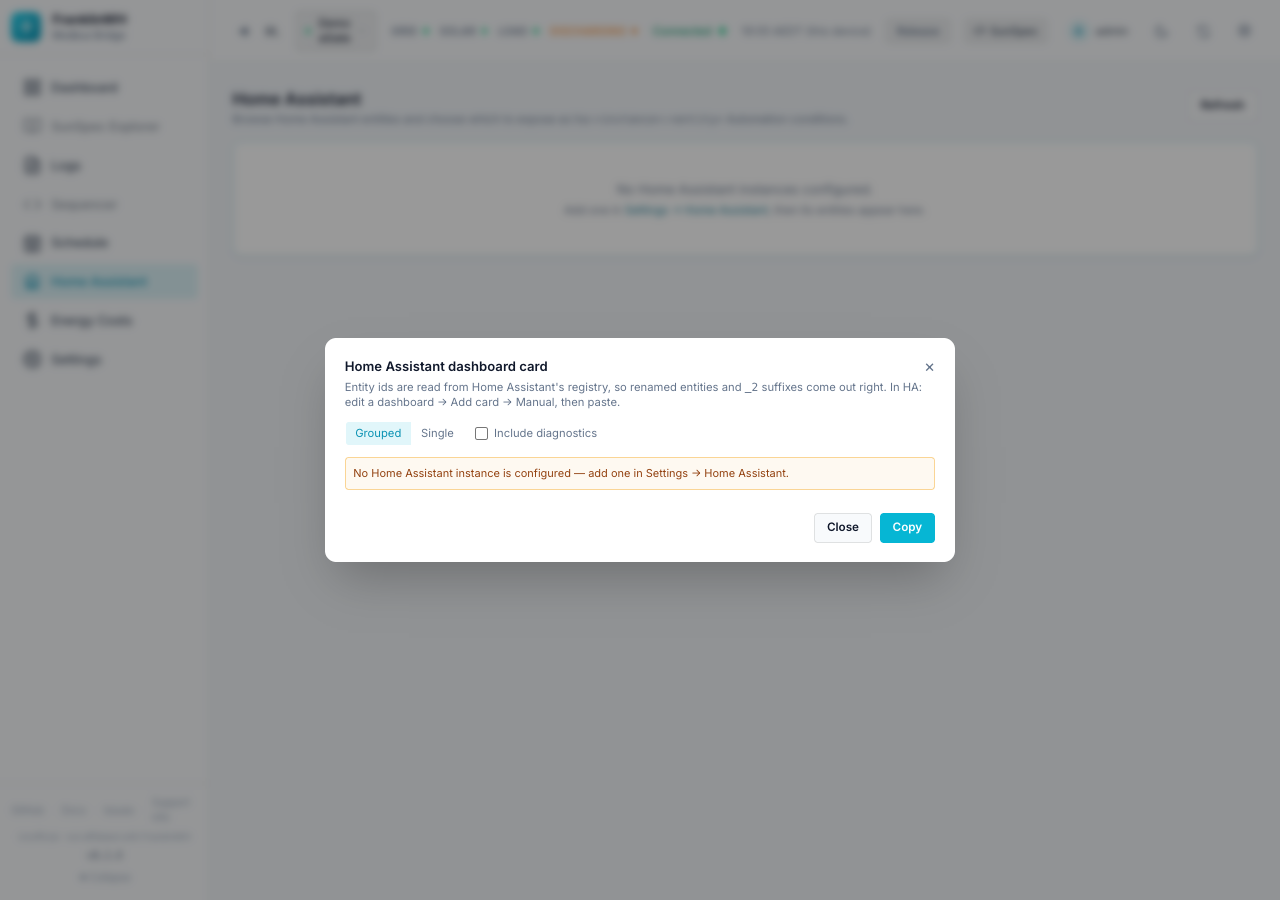 Dashboard card dialog