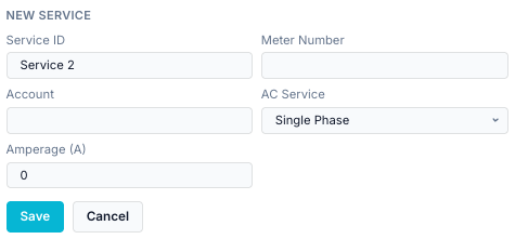 The New Service form