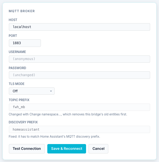 MQTT broker edit form