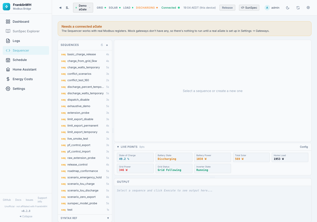 Sequencer with only the demo gateway