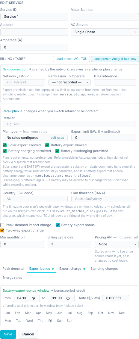Export bonus tab