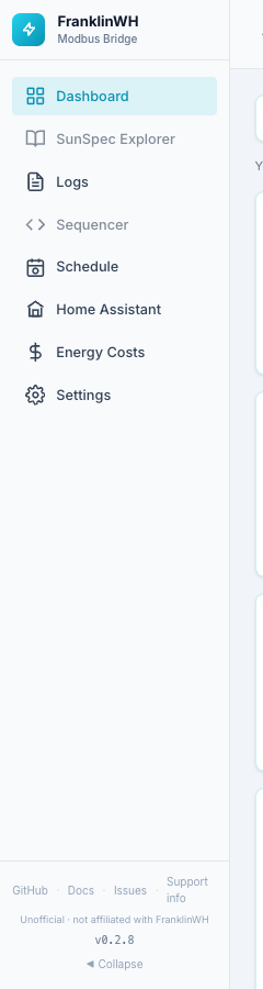 Sidebar with every module switched on