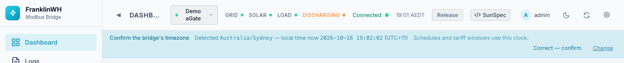 Timezone confirmation banner