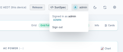 User menu